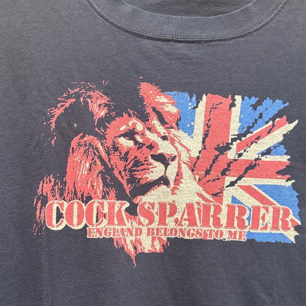 Vintage 80s UK Punk Band Cocksparrer Union Jack Graphic Tee - Black - Picture 2 of 3